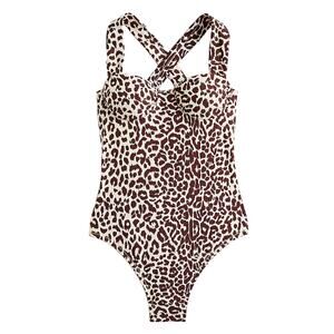 J.CREW NEW‎ $118 Ruched Cup One Piece Swimsuit Leopard Print Size 24